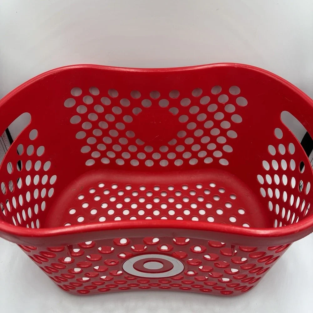 Target Full Size Basket Gray Handle Red Bullseye Logo Shopping Storage 18x11